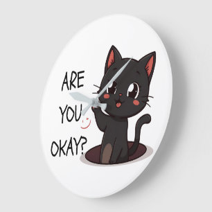 Kawaii ontwerp van zwarte kattenklok grote klok