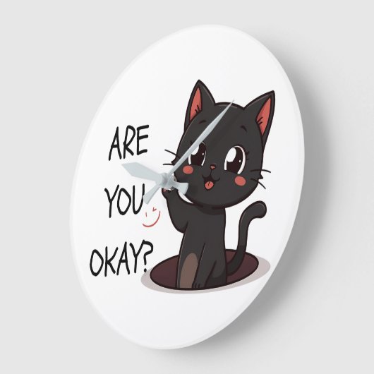 Kawaii ontwerp van zwarte kattenklok grote klok (Hoek)