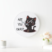 Kawaii ontwerp van zwarte kattenklok grote klok (Huis)