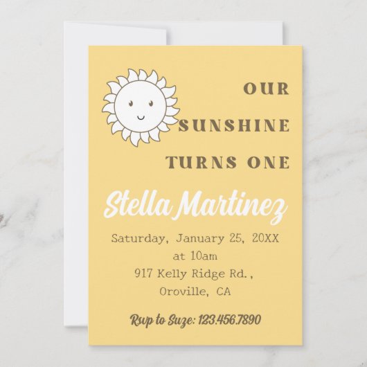 Kawaii Onze Sunshine Girl's 1e Verjaardag Kaart (Voorkant)