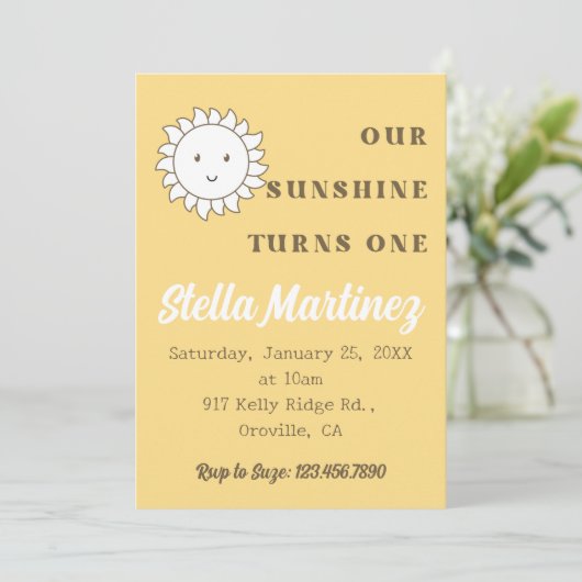 Kawaii Onze Sunshine Girl's 1e Verjaardag Kaart (Staand voorkant)