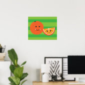 Kawaii Oranje Poster (Thuiskantoor)