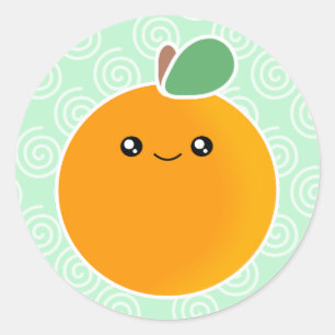 Kawaii Oranje Ronde Sticker