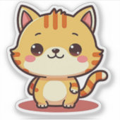 Kawaii oranje tabby katje – slapende pose sticker (Voorkant)