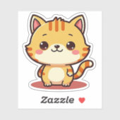 Kawaii oranje tabby katje – slapende pose sticker (Vel)