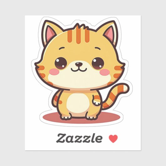 Kawaii Oranje Tabby Kitten - Sleepy Pose Sticker (Vel)