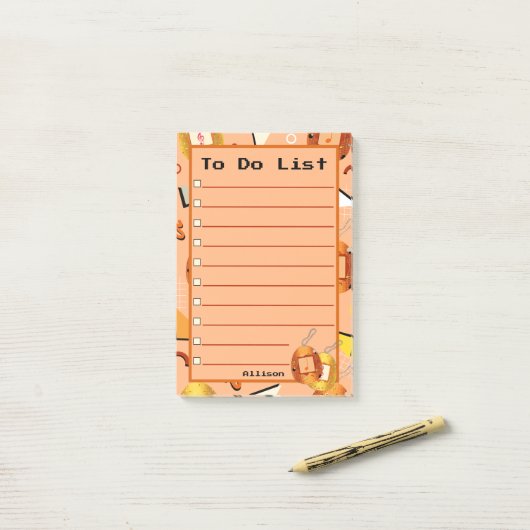 Kawaii Oranje Tamagotchi Post-it® Notes (Op bureau)