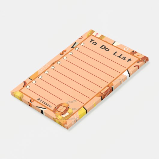 Kawaii Oranje Tamagotchi Post-it® Notes (Schuin)