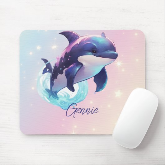 Kawaii Orca Killer Whale gepersonaliseerd blauw &  Muismat (Met muis)