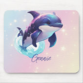 Kawaii Orca Killer Whale gepersonaliseerd blauw &  Muismat (Voorkant)