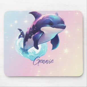 Kawaii Orca Killer Whale gepersonaliseerd blauw &  Muismat