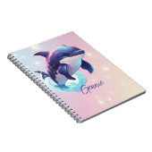 Kawaii Orca Killer Whale gepersonaliseerd blauw &  Notitieboek (Rechterzijde)