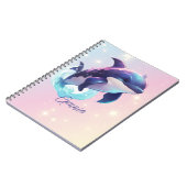Kawaii Orca Killer Whale gepersonaliseerd blauw &  Notitieboek (Linkerzijde)
