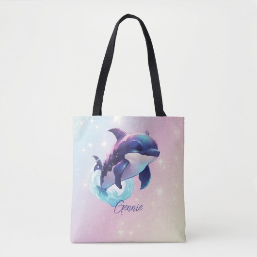 Kawaii Orca Killer Whale gepersonaliseerd blauw &  Tote Bag (Voorkant)