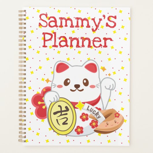 Kawaii Oriëntaalse Gelukskat & Fortune Cookie Planner (Voorkant)