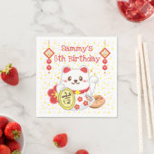 Kawaii Oriental Lucky Cat Birthday Party Servet (Insitu)