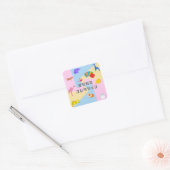 KAWAII Origami Creatures & Katakana Typography Vierkante Sticker (Envelop)