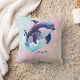 Kawaii Orka Moordwalvis Persoonlijke Blauwe & Roze Kussen
