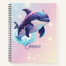 Kawaii Orka Moordwalvis Persoonlijke Blauwe & Roze Notitieboek