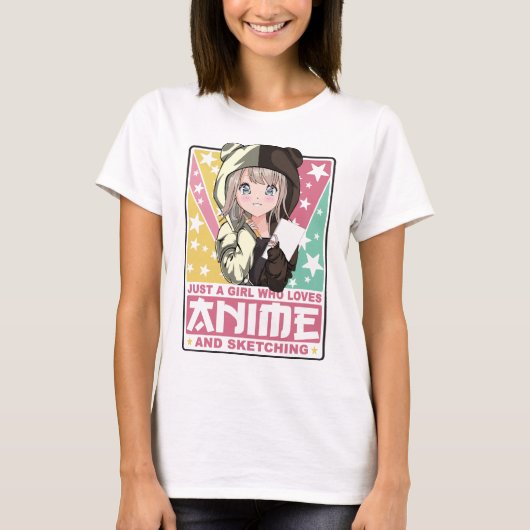 Kawaii Otaku - Cute Japanese Sketching Girl  T-shirt (Voorkant)