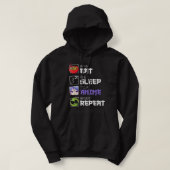 Kawaii Otaku Manga Eat Sleep Anime Herhaal Kanji F Hoodie (Design voorkant)