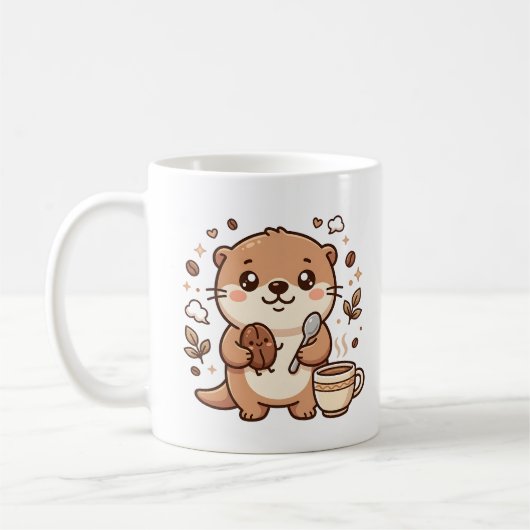Kawaii Otter Bean Spoon Koffiemok (Links)