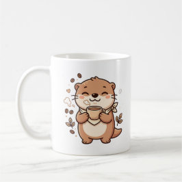Kawaii Otter Koffiekop Illustratie Koffiemok