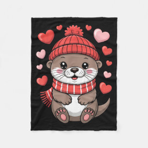 Kawaii Otter Valentijnsdag Harten Winter Sjaal  Fleece Deken