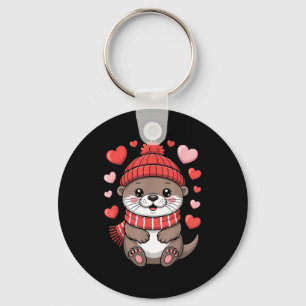 Kawaii Otter Valentijnsdag Harten Winter Sjaal Sleutelhanger