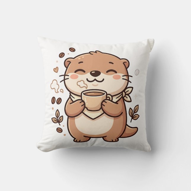 Kawaii Otter Worpillow Kussen (Voorkant)