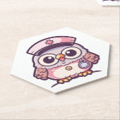 Kawaii Owl as a Nurse Kartonnen Onderzetters (Schuin)