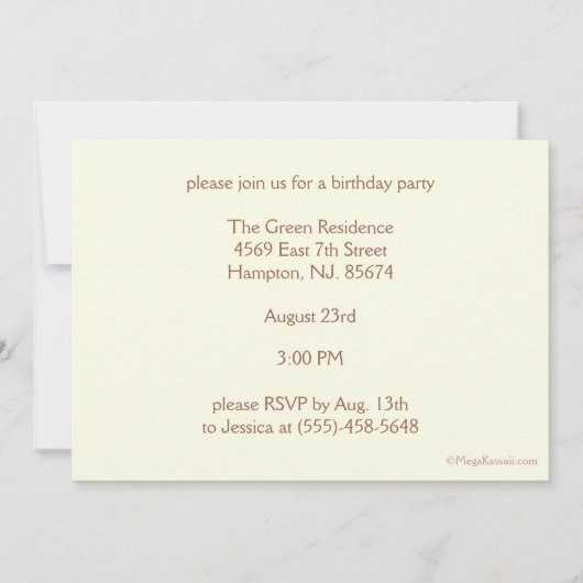 Kawaii Owl Birthday Party Invitations Kaart (Achterkant)