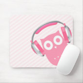 Kawaii Owl met hoofdtelefoon Muismat (Met muis)