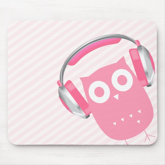 Kawaii Owl met hoofdtelefoon Muismat (Voorkant)