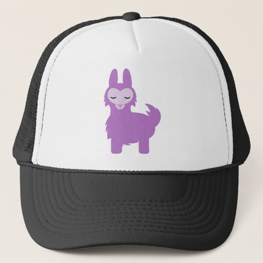 Kawaii Paars Llama Trucker Pet (Voorkant)