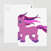 kawaii paars pony briefkaart (Voorkant / Achterkant)