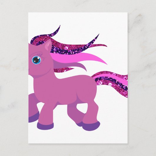 kawaii paars pony briefkaart (Voorkant)