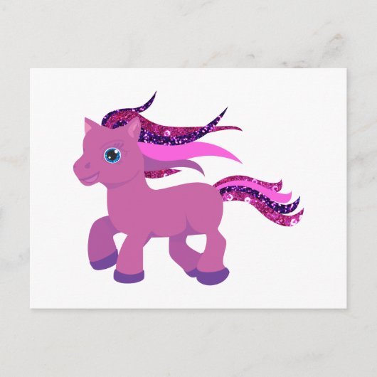 kawaii paars pony briefkaart (Voorkant)