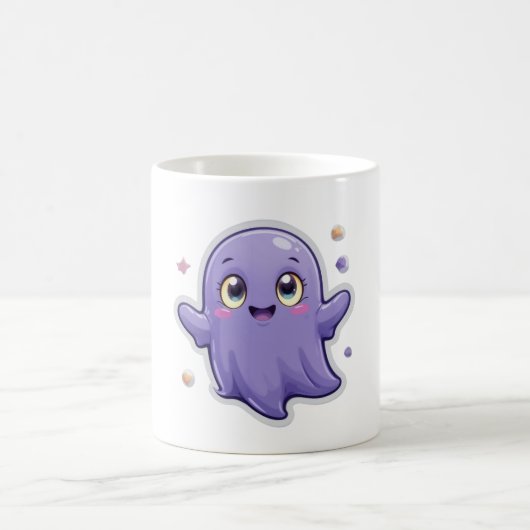 Kawaii Paarse Geest Mok Schattige Spooky Halloween (Center)