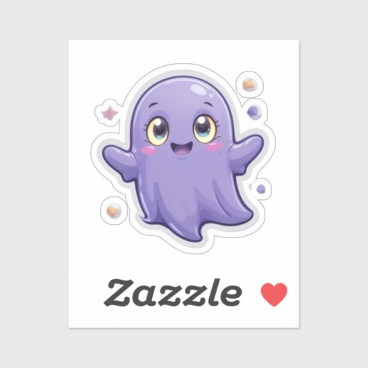 Kawaii Paarse Ghost Vinyl Sticker Schattige Spooky (Vel)