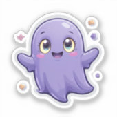 Kawaii Paarse Ghost Vinyl Sticker Schattige Spooky (Voorkant)