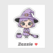 Kawaii Paarse Heks Halloween Sticker (Vel)