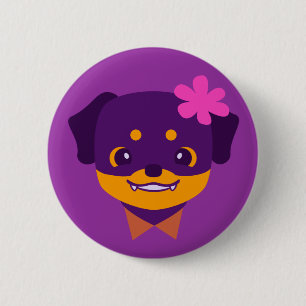 Kawaii Paarse Rottweiler Puppy Ronde Button 5,7 Cm