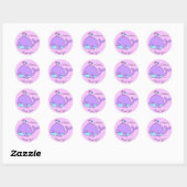 Kawaii Paarse walvis Gepersonaliseerd Ronde Sticker (Vel)