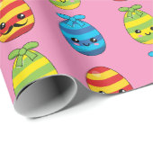 Kawaii Paaseieren met ribbons Cadeaupapier (Rol Hoek)