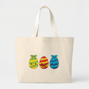 Kawaii Paaseieren met ribbons Grote Tote Bag
