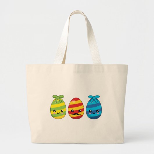 Kawaii Paaseieren met ribbons Grote Tote Bag (Voorkant)
