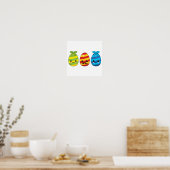 Kawaii Paaseieren met ribbons Poster (Keuken)
