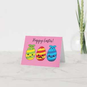 Kawaii Paaseieren met ribbons   Tekst toevoegen Bedankkaart