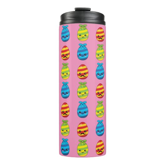 Kawaii Paaseieren met ribbons Thermosbeker (Voorkant)